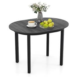 Pefilos - 43" Wooden Dining Table,Rubber Wood Legs Waterproof Surface,Anti-Slip Pads - Black