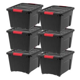 IRIS USA - IRIS 32qt Plastic Storage Bins with Lids and Secure Latching Buckles - 6 Pack