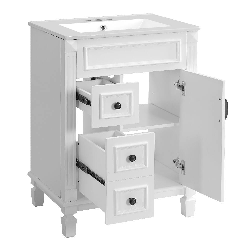 Alt View 8. Loheer - Loheer 24 inch bathroom vanity with sink White Small Bathroom Vanity with 2 Drawers and Adjustable Shelf - White.