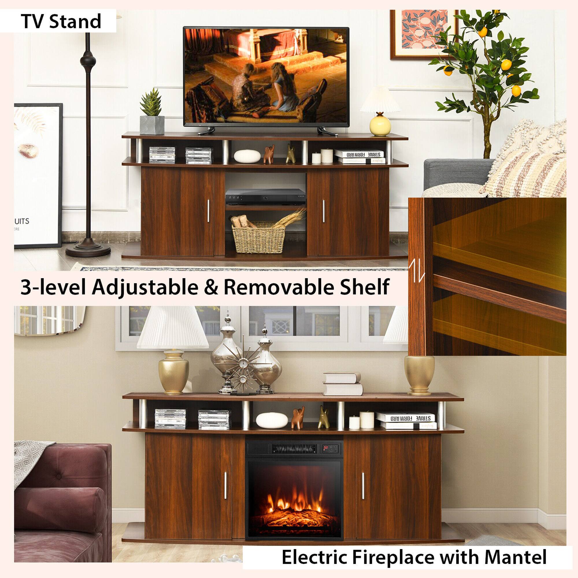 TV Stand
3-level Adjustable & Removable Shelf
Electric Fireplace with Mantel