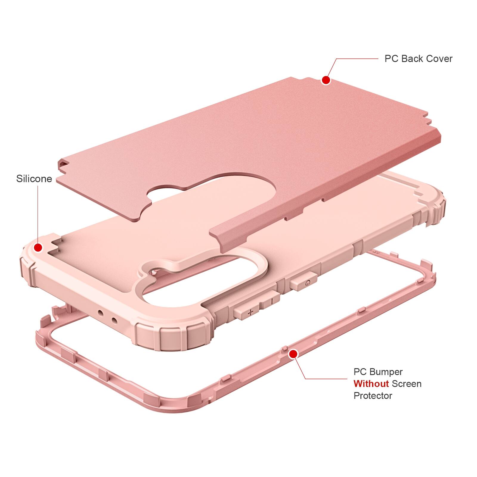 PC Back Cover  
Silicone  
PC Bumper Without Screen Protector