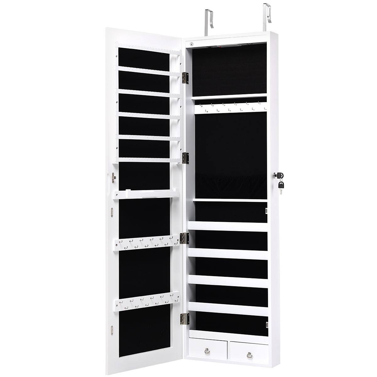 Alt View 10. Costway - Mirrored Jewelry Cabinet Jewelry Organizer w/2 LED Lights White - White.