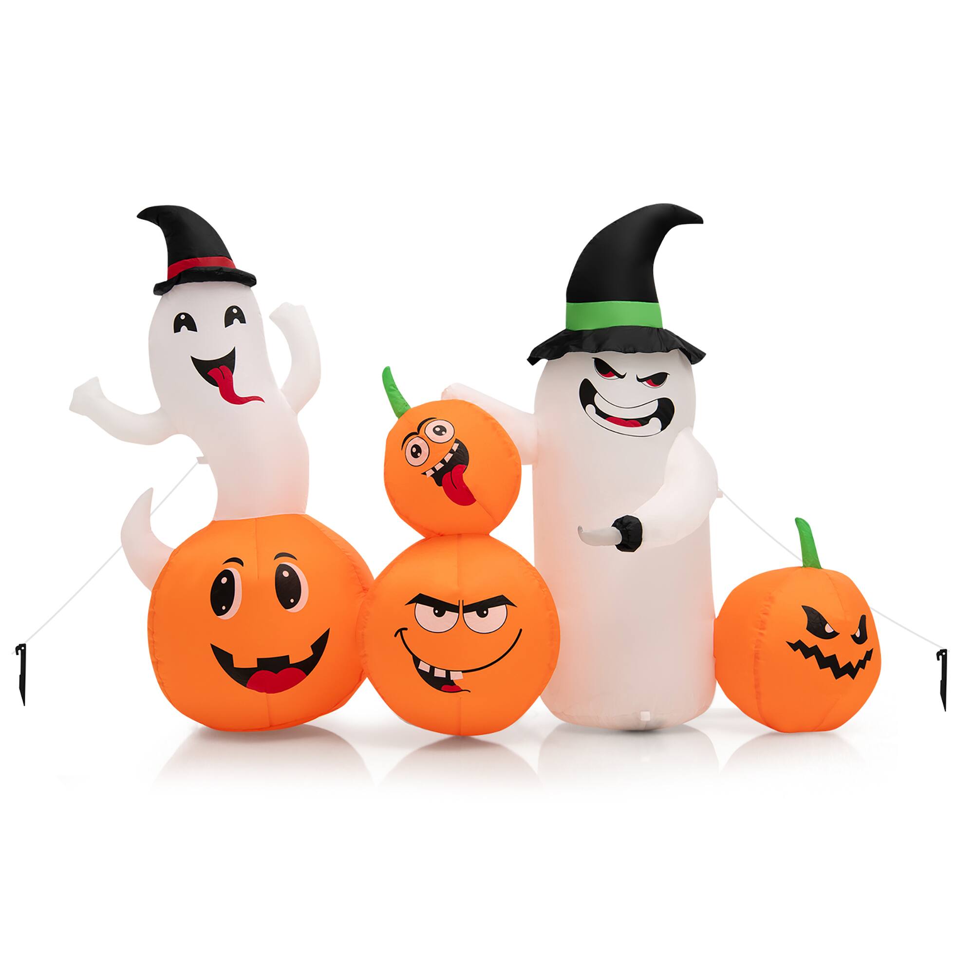 Alt View 11. Costway - 6 FT Long Halloween Inflatable Decor 4 Pumpkins & Ghosts w/ Built-in LED Lights - Orange/Purple.