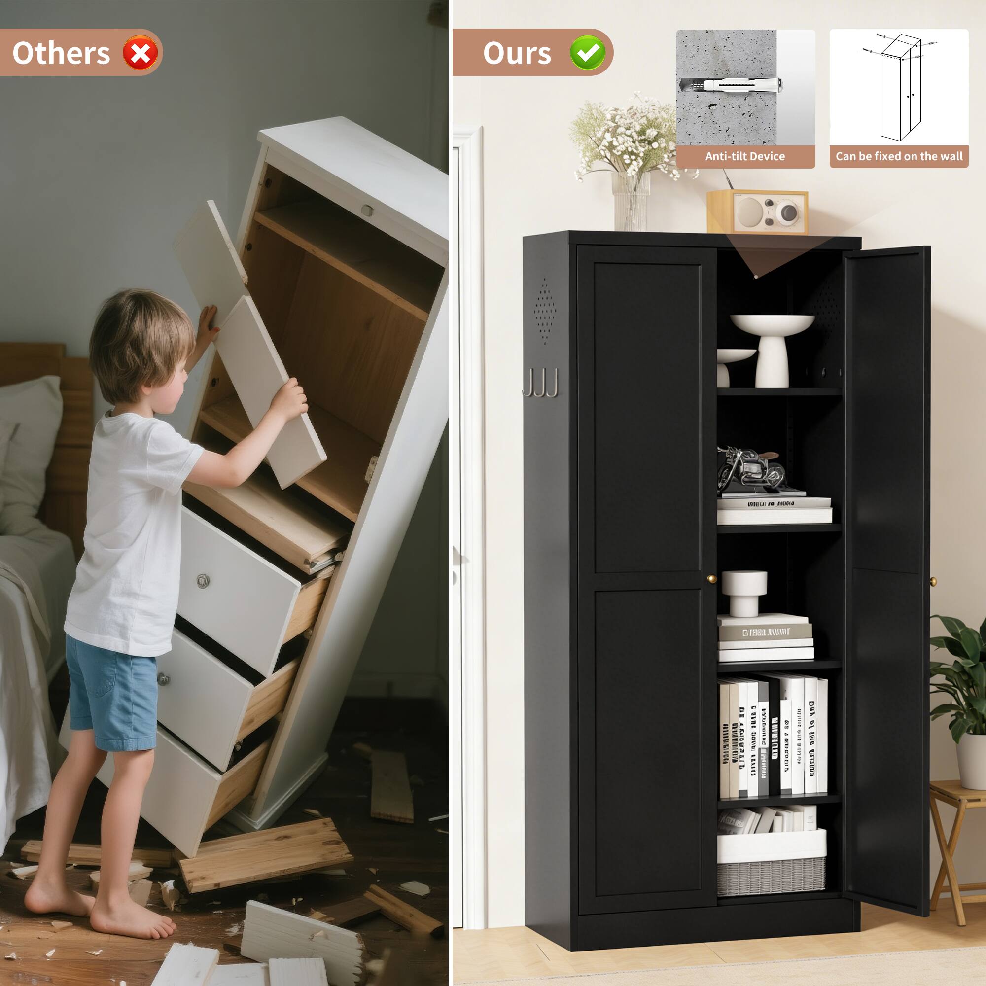 Others x Ours  
Anti-tilt Device  
Can be fixed on the wall  

JJ Jeo  
TAME: E  
RTCS: E.ORLI  

1  
NLNES  
iii  
I L11  

I | I | e  
T  
13