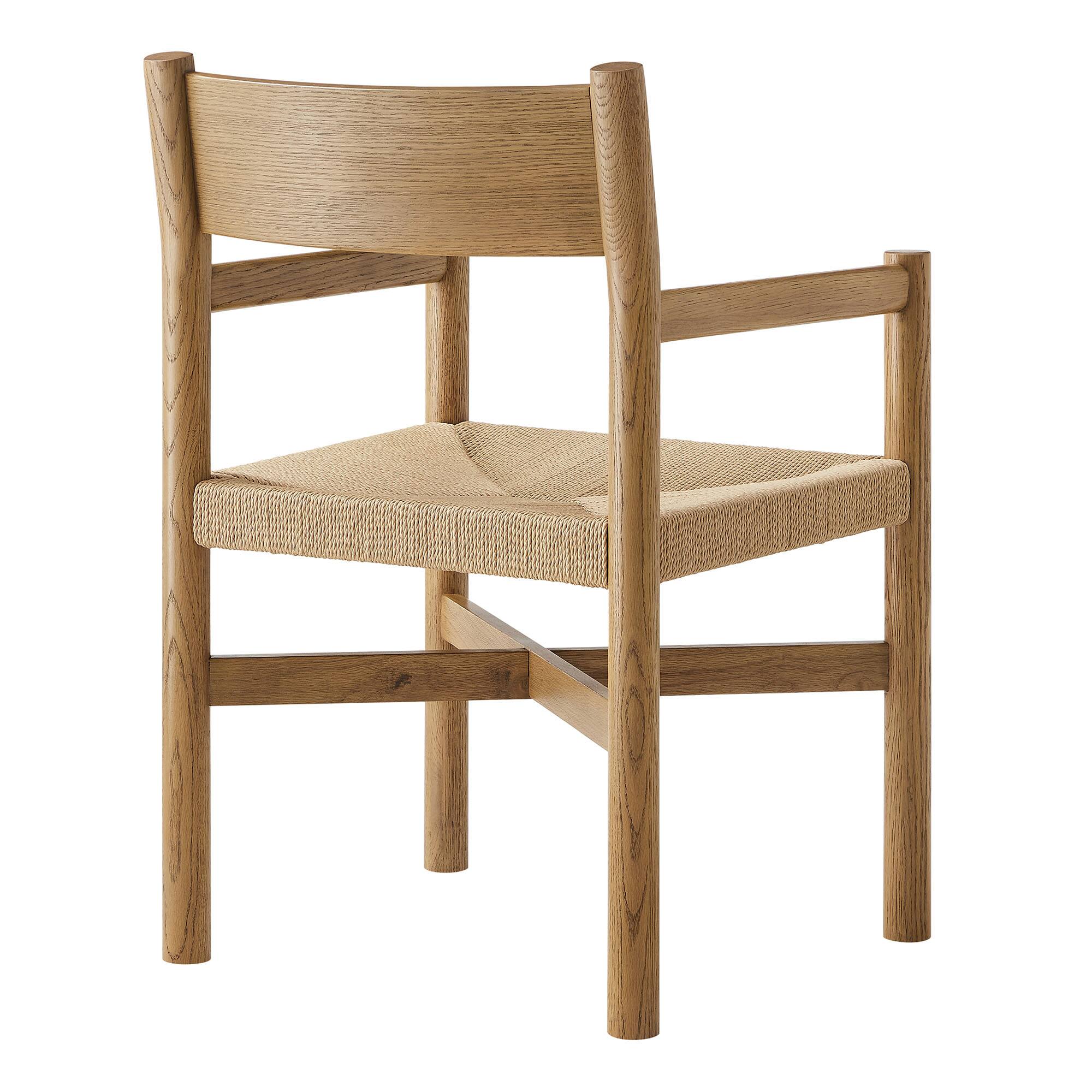 Alt View 4. Modway - Alvia Oak Wood Dining Armchairs With Woven Seats Set of 2 by Modway - Weathered Oak.