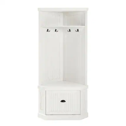 Front. Crosley Furniture - Seaside Corner Hall Tree - White.