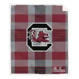 Pegasus - South Carolina Gamecocks 60- x 70- Plaid Steel Ultra Cozy Sherpa Blanket - Multicolor