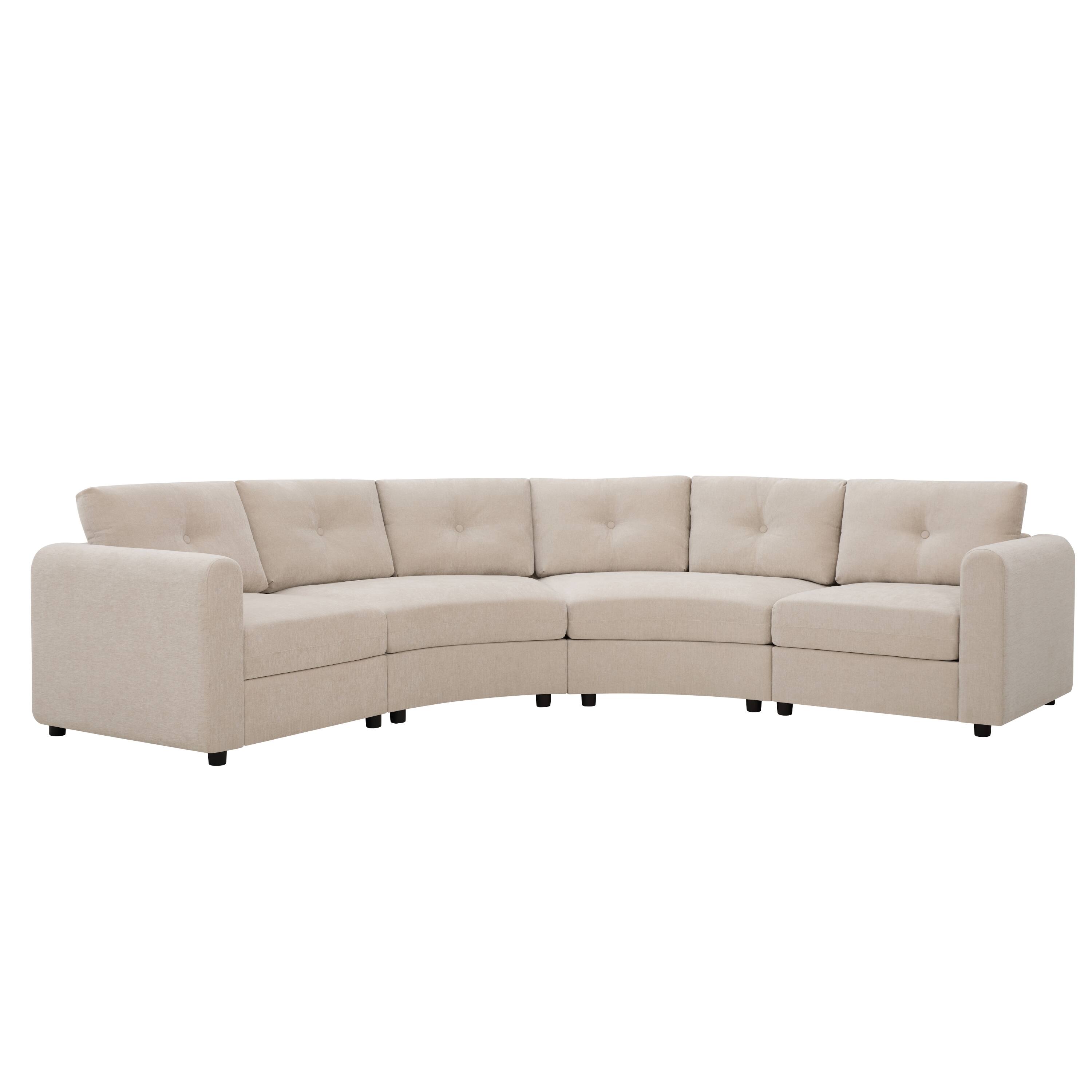 Alt View 1. Whisen - 4-Piece Upholstered Modular Sectional Sofa with Button Tufted Back for Living Room - Oatmeal.