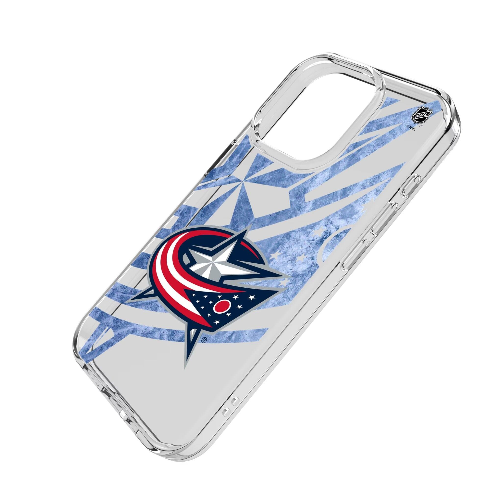 Alt View 1. Keyscaper - Columbus Blue Jackets iPhone Clear Ice Case - 16e - Multicolor.