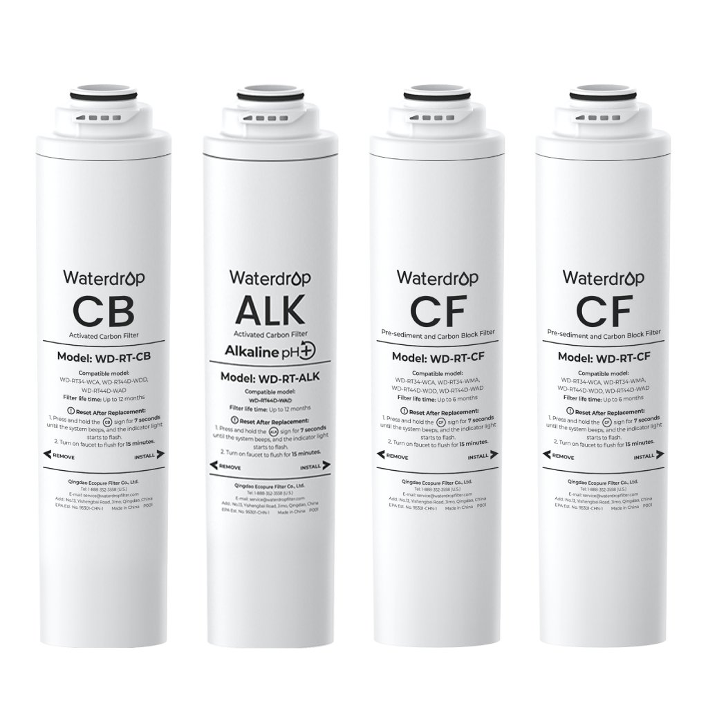 Waterdrop - 𝐖𝐃-𝐓𝟒-𝐑𝐂𝐀 Replacement Filter 1-Year Combo, Pack of 2 CF, Pack of 1 CB and 1 Alkaline Filter - White price history on PriceWatchPro