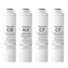 Waterdrop - 𝐖𝐃-𝐓𝟒-𝐑𝐂𝐀 Replacement Filter 1-Year Combo, Pack of 2 CF, Pack of 1 CB and 1 Alkaline Filter - White