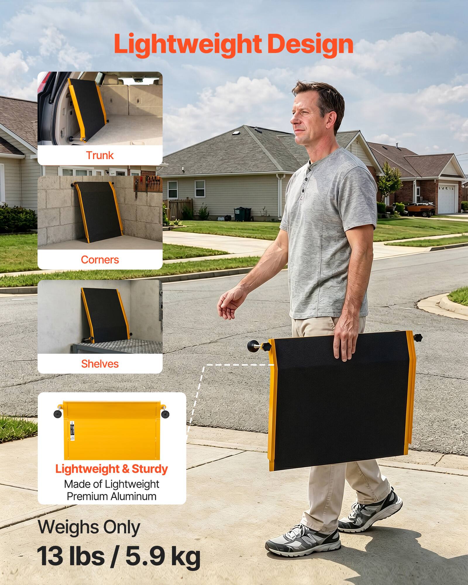 Lightweight Design Trunk 2EA Corners Shelves C Lightweight & Sturdy Made of Lightweight Premium Aluminum Weighs Only 13 lbs / 5.9 kg