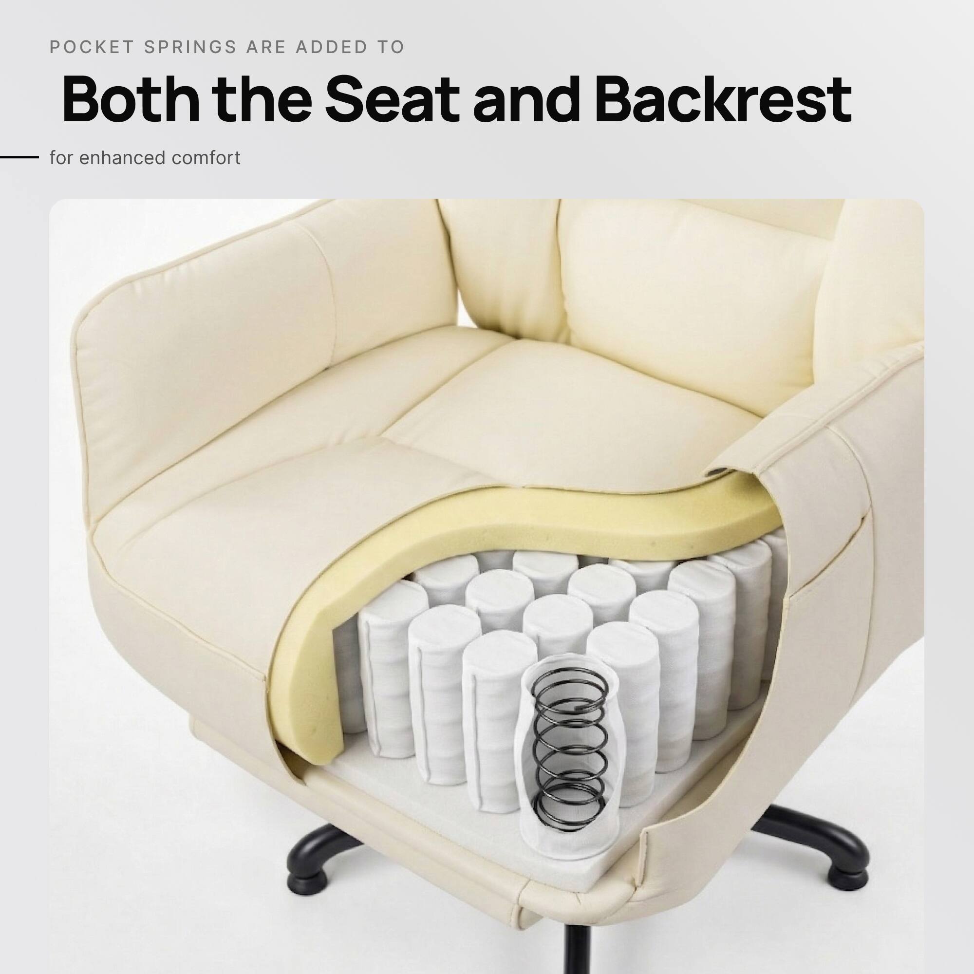 POCKET SPRINGS ARE ADDED TO  
Both the Seat and Backrest  
for enhanced comfort
