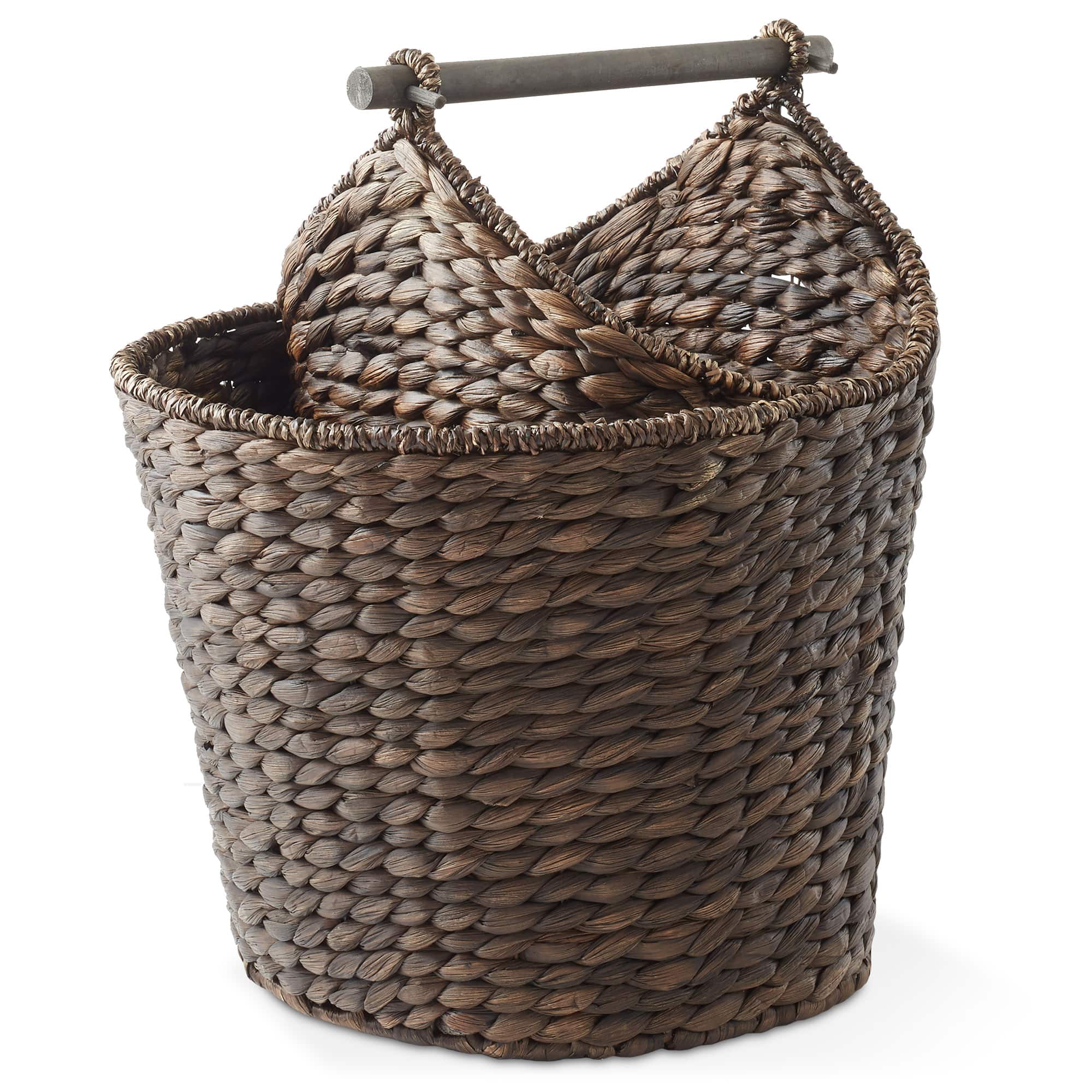 Casafield - Toilet Paper Roll Holder Magazine Storage Basket - Wicker Bathroom Tissue Bin - Espresso