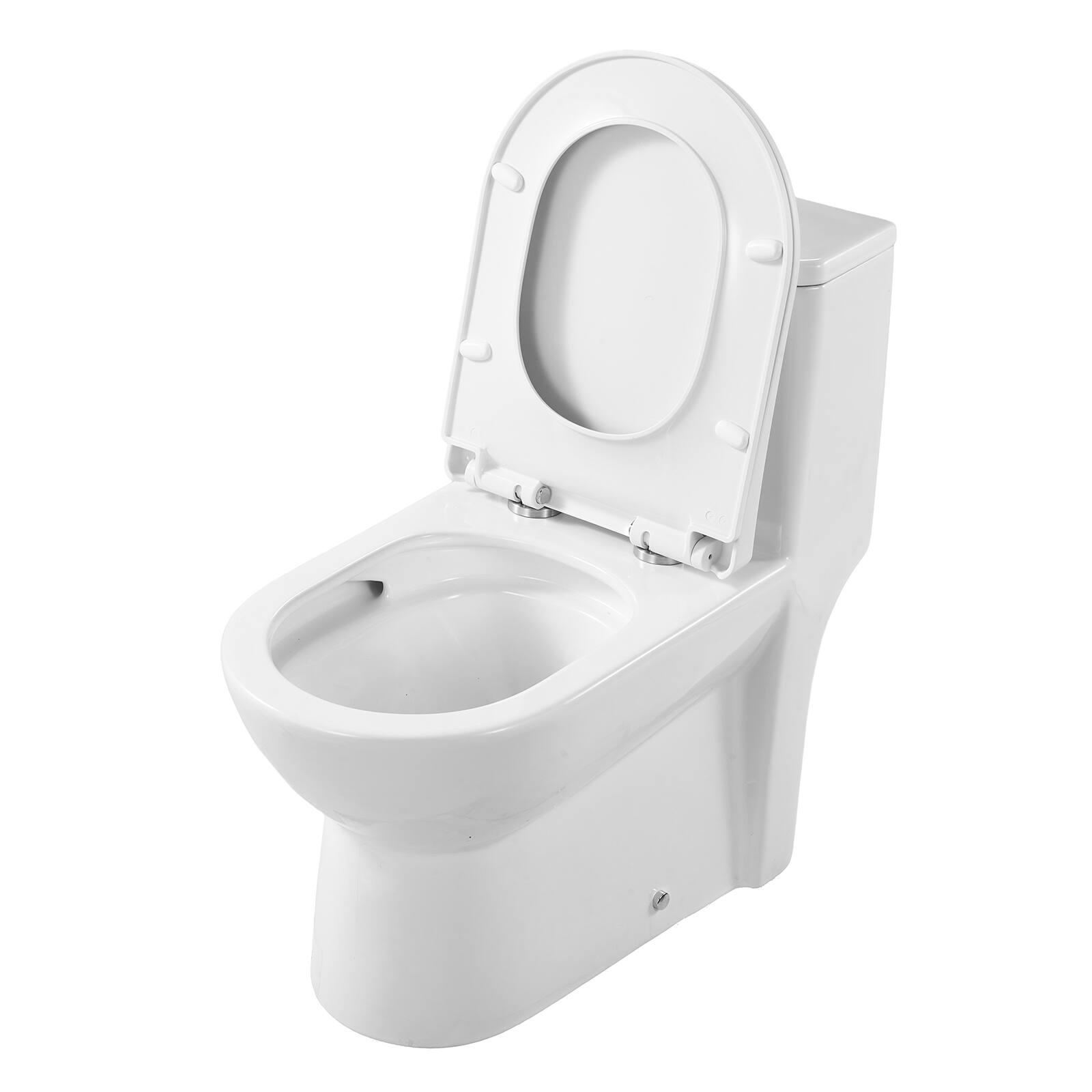 Alt View 5. VEVOR - One-Piece Toilet, Elongated Toilet Vortex Dual-Flush 1.1/1.6 GPF, Toilets for Bathroom with Comfortable Chair Seat - Bright white + silver.