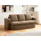 Front. KERDOM - Convertible Folding Sofa Bed, 63” Guest Daybed Futon Floor Sleeper Couch, Plush Loveseat Couch for Small Space Studio - Brown.