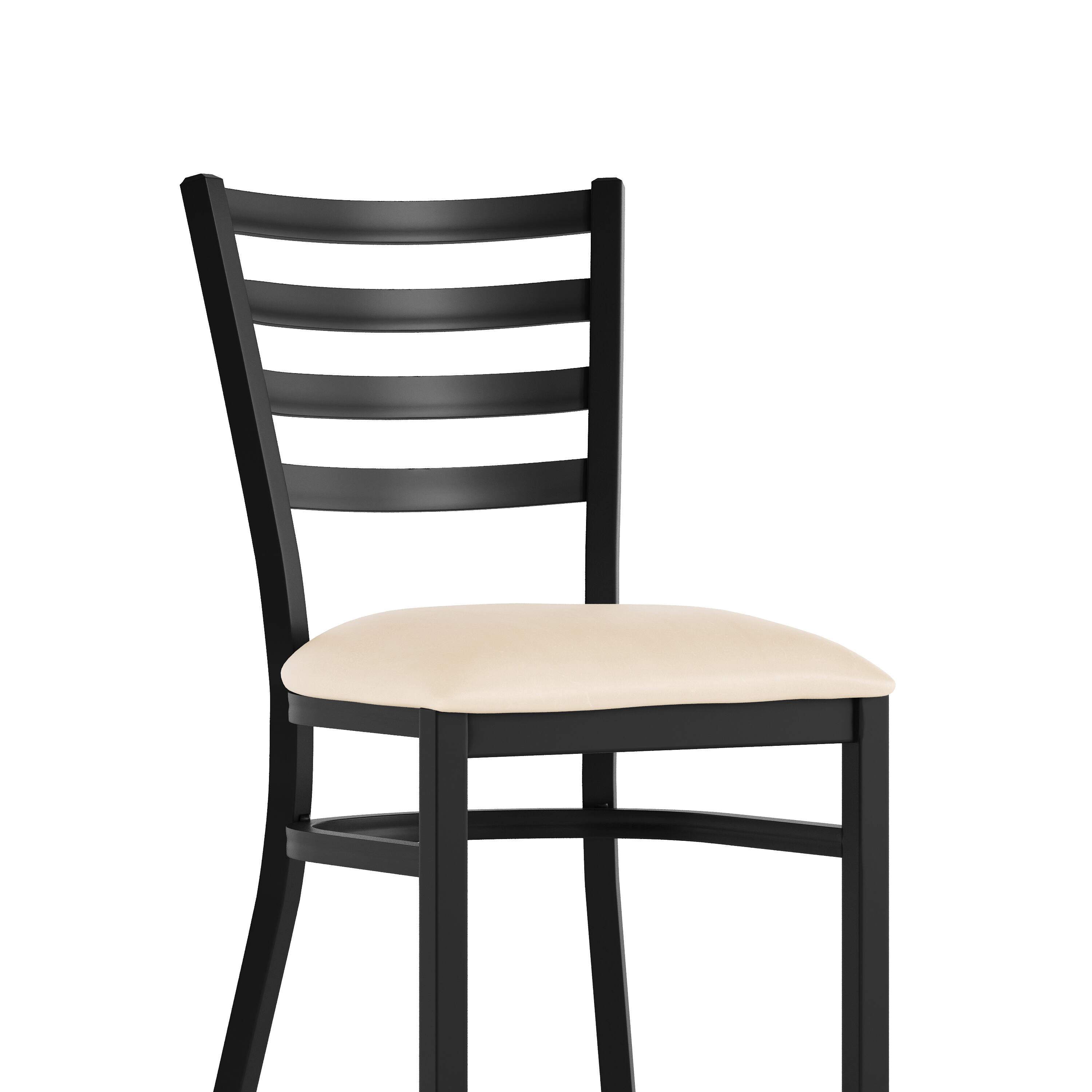 Alt View 10. Emma + Oliver - Ladder Back Metal Restaurant Dining Chair - Tan Vinyl Seat/Black Metal Frame.