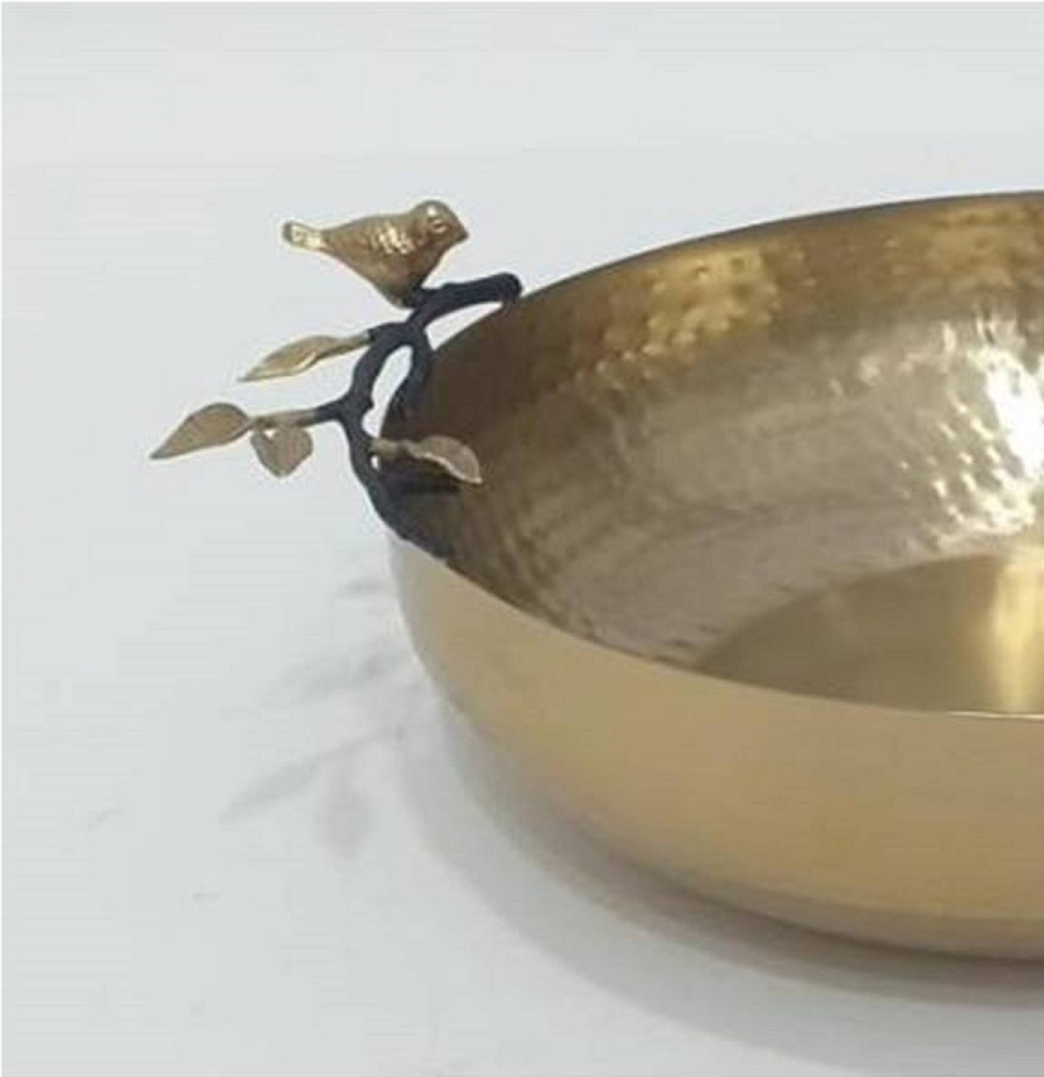Left. Jiallo - Songbird bowl - 12" Wide , 3 1/2" High - Gold.
