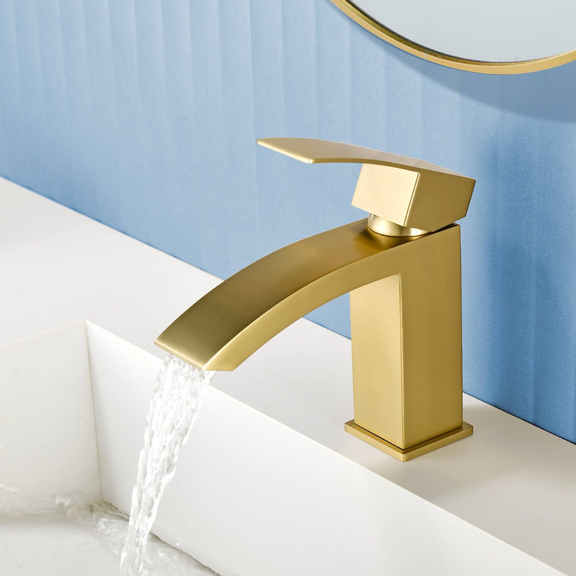 Alt View 1. Boyel Living - Brushed Gold Waterfall Bathroom Faucet SUS304 Stainless Steel - Brushed Gold.