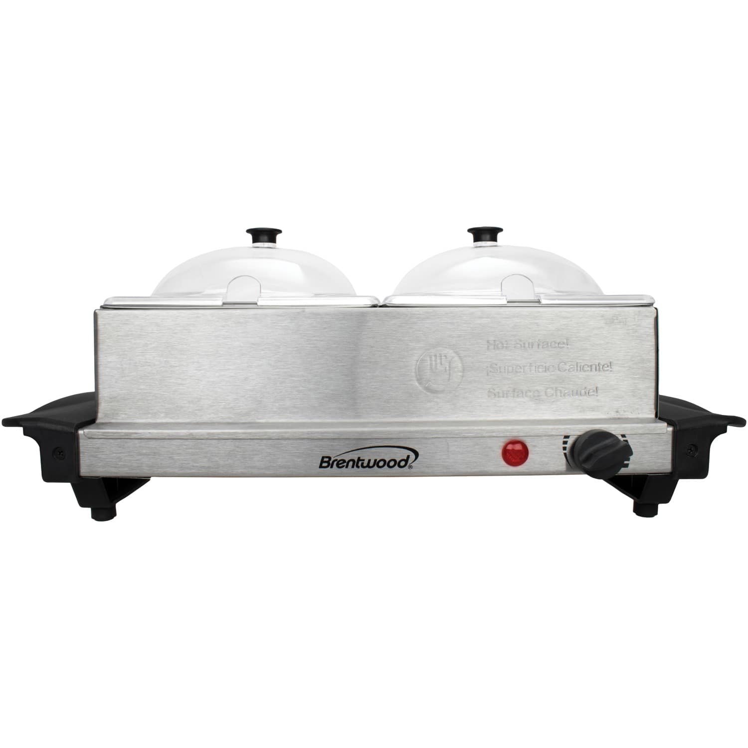 Brentwood - 3-Quart 2-Pan Buffet Server and Warming Tray - Metallic