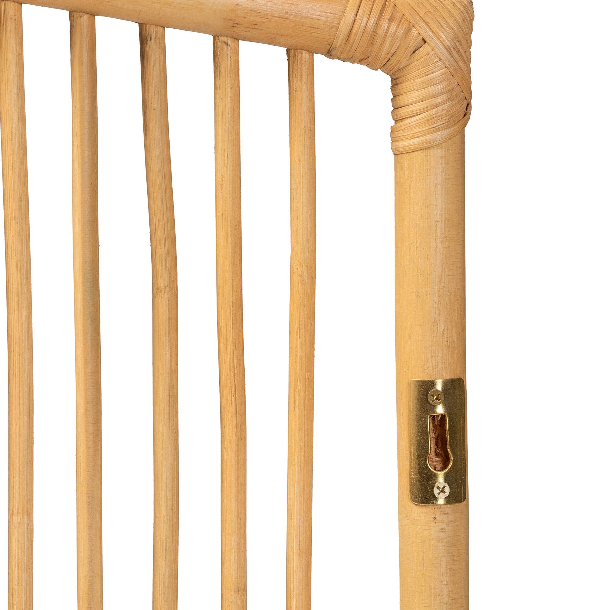 Back. bali & pari - Malvina Modern Bohemian Rattan Queen Size Wall-mount Headboard - Natural Brown.