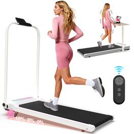 Anysun - Foldable 2-in-1 Treadmill with Incline - Under Desk Walking Pad & Vibration Pad, Remote Control for Home & Office - White