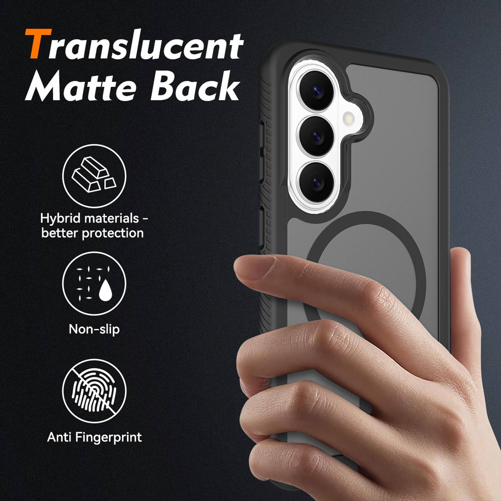 Translucent Matte Back

Hybrid materials - better protection

Non-slip

Anti Fingerprint