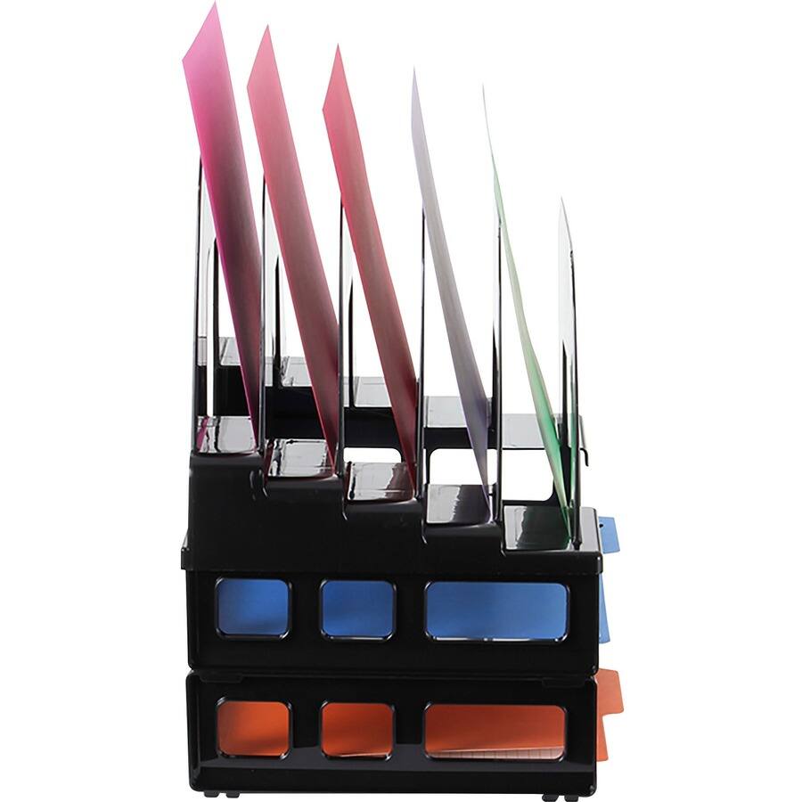 Left. Officemate - Officemate Tray/Incline Sorter Combo 5 Compartment s Desktop Stackable Black 1 / Pack - Black.
