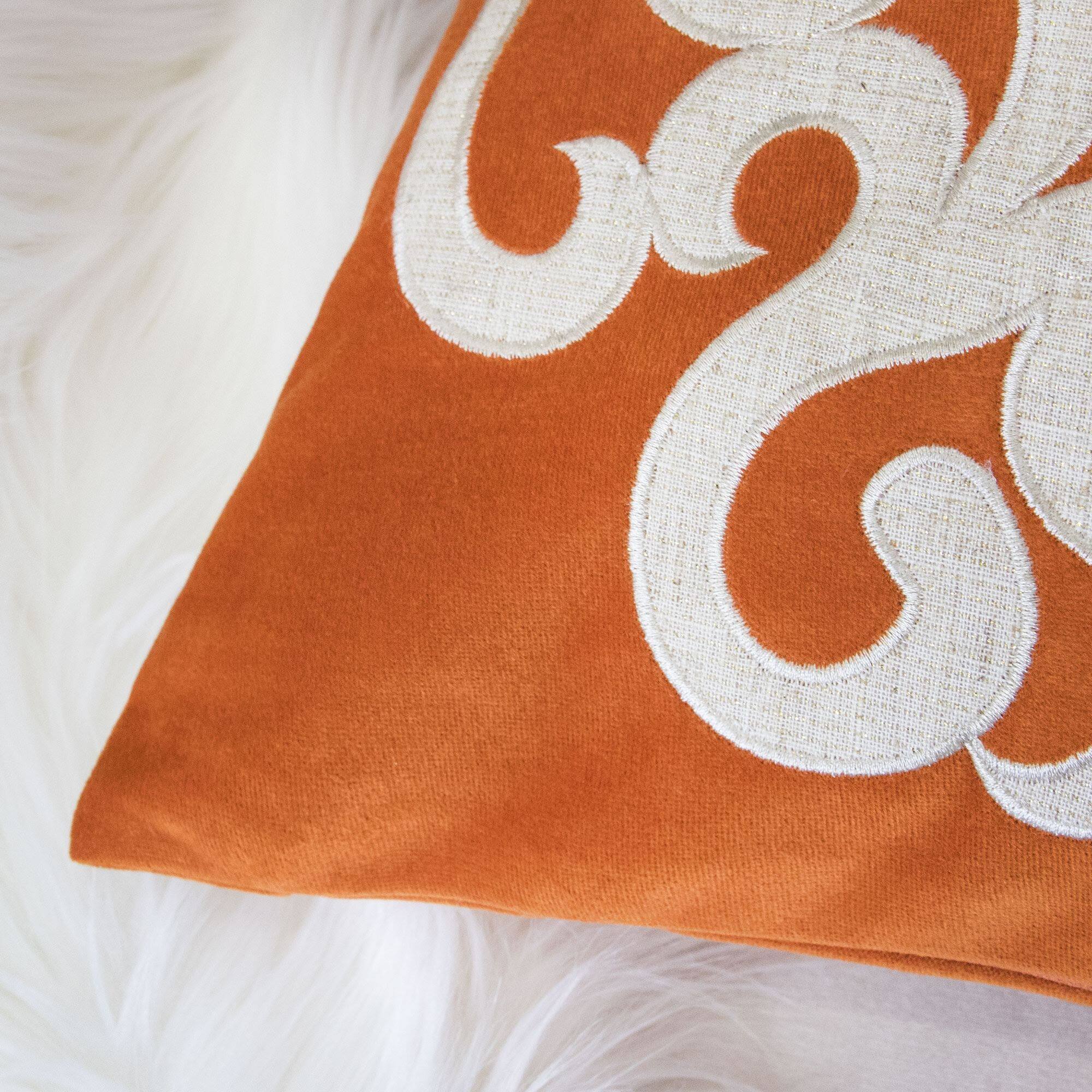 Left. LuXeo - Square Velvet Pillow Cover & Insert - SPICE.