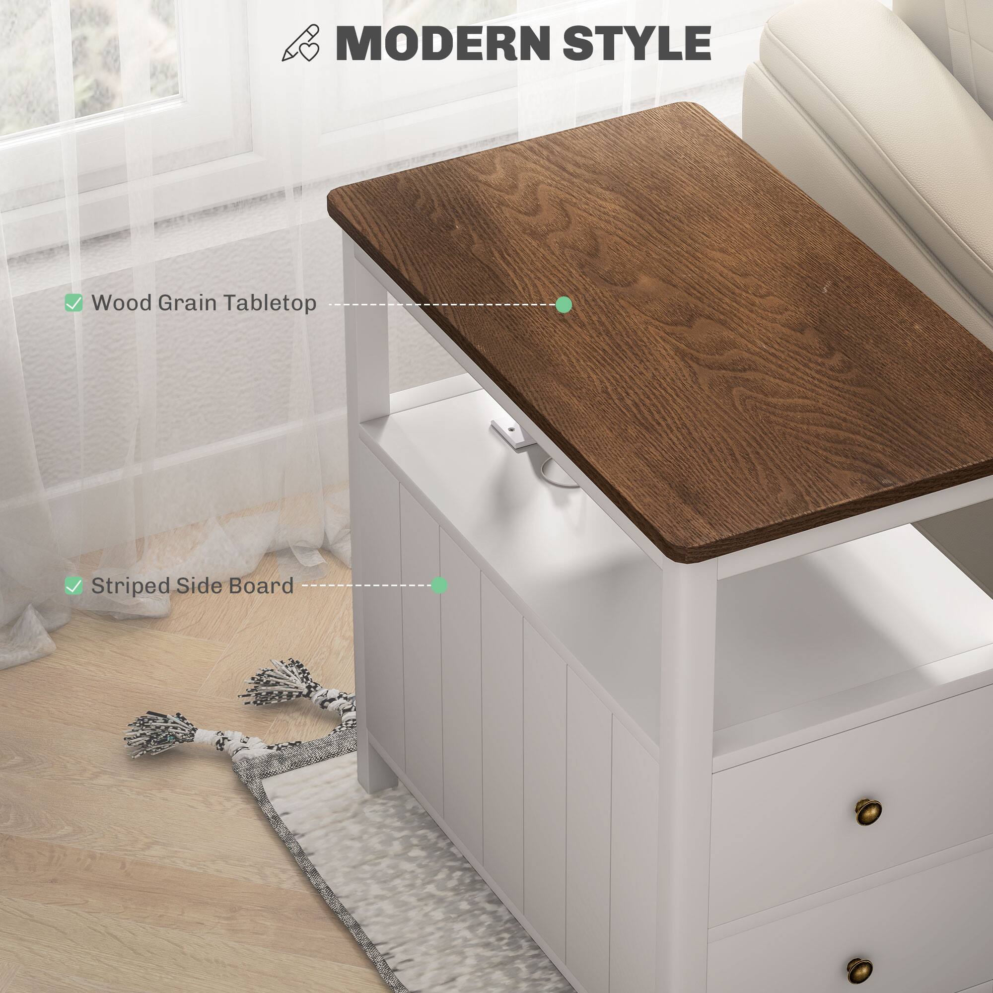 MODERN STYLE

- Wood Grain Tabletop
- Striped Side Board