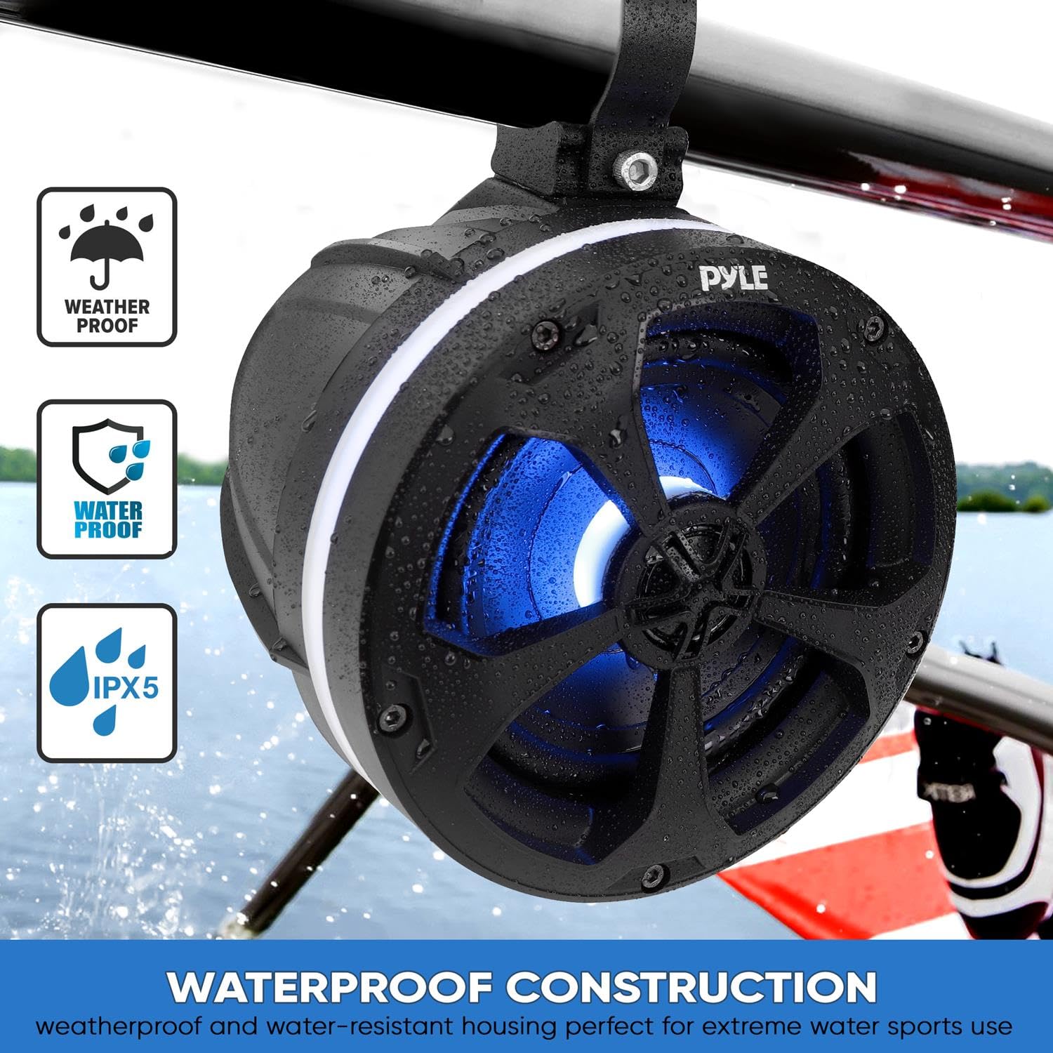 WEATHER PROOF PYLE WATER PROOF IPX5 WATERPROOF CONSTRUCTION

weatherproof and water-resistant housing perfect for extreme water sports use