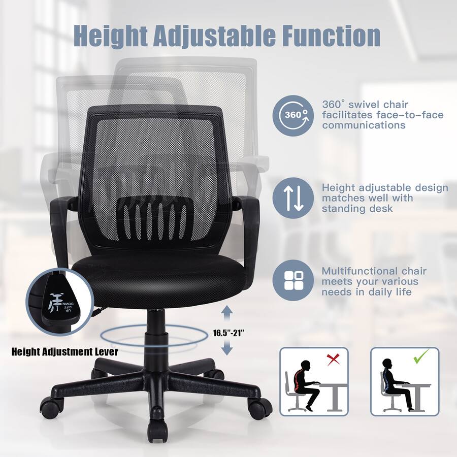 Costway Mid Back Mesh Office Chair with Adjustable Height Costway Mid Back Mesh Office Chair with Adjustable Height