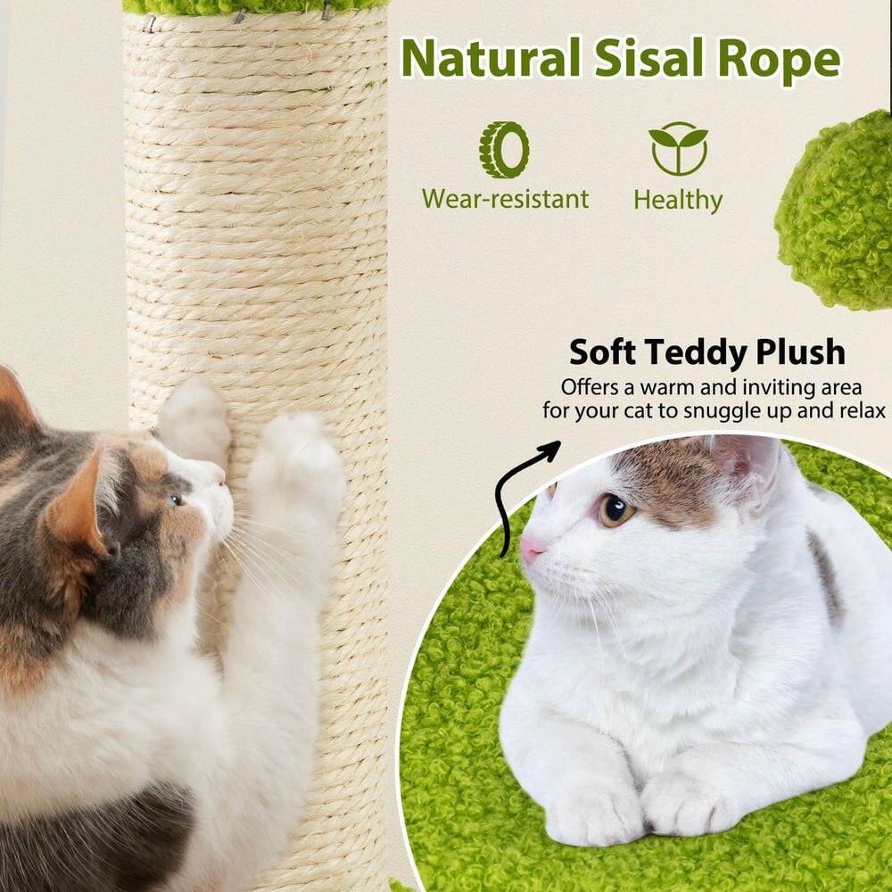 Natural Sisal Rope  
Wear-resistant  
Healthy  

Soft Teddy Plush  
Offers a warm and inviting area for your cat to snuggle up and relax