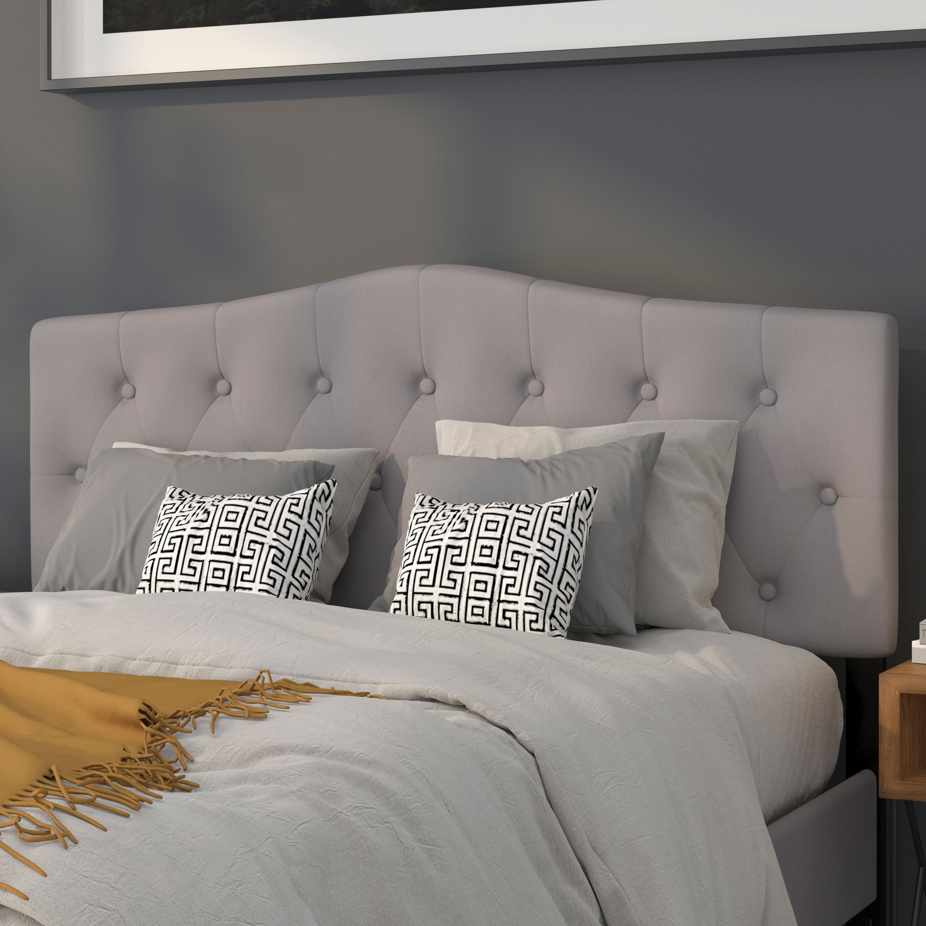 Emma + Oliver - Arched Button Tufted Upholstered Headboard - Light Gray price history on PriceWatchPro