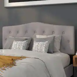 Emma + Oliver - Arched Button Tufted Upholstered Headboard - Light Gray