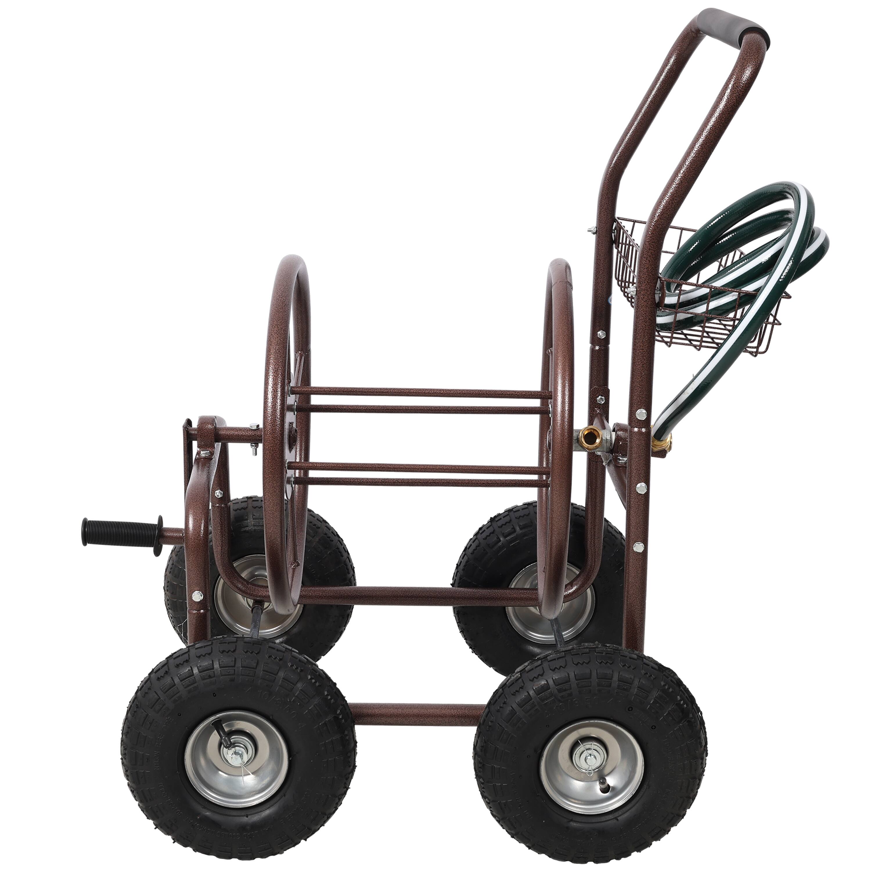 Alt View 2. APRILSOUL - Expressions Metal Hose Reel Cart with Wheels - Heavy Duty Hose Caddie - 250 Ft Hose Capacity - Bronze.