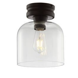Jonathan Y - Domenic 7.75" Metal/Glass LED Flush Mount, Oil Rubbed Bronze - Oil-Rubbed Bronze