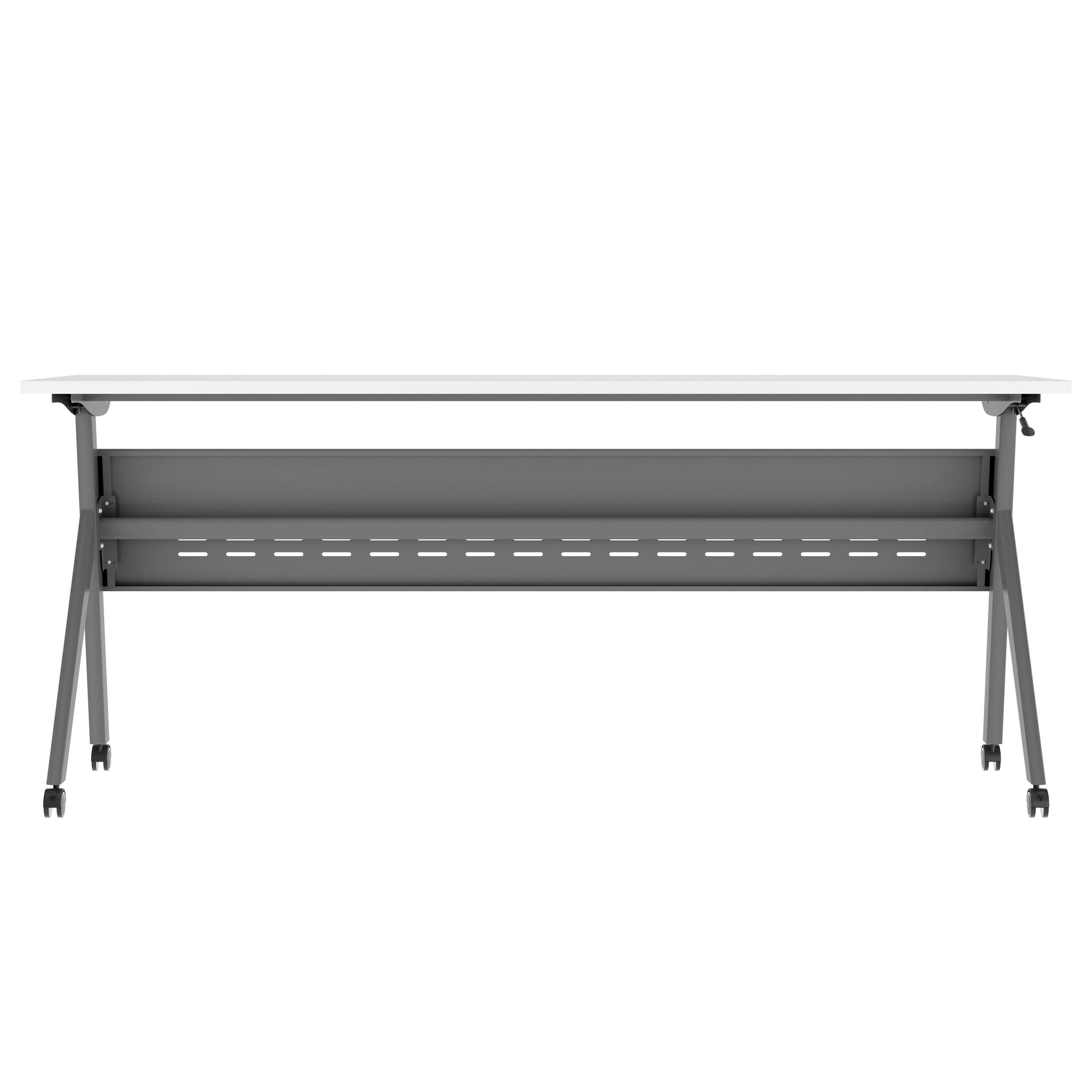 Alt View 7. Emma + Oliver - Griffin Heavy-Duty Flip Top Training Table with Nesting Design, Privacy Panel, Y-Legs, Tabletop, Metal Frame - White Top/Gray Frame.