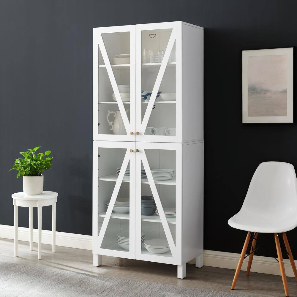 Alt View 10. Crosley Furniture - Cassai Tall Kitchen Storage Pantry - 2 Stackable Pantries - White.