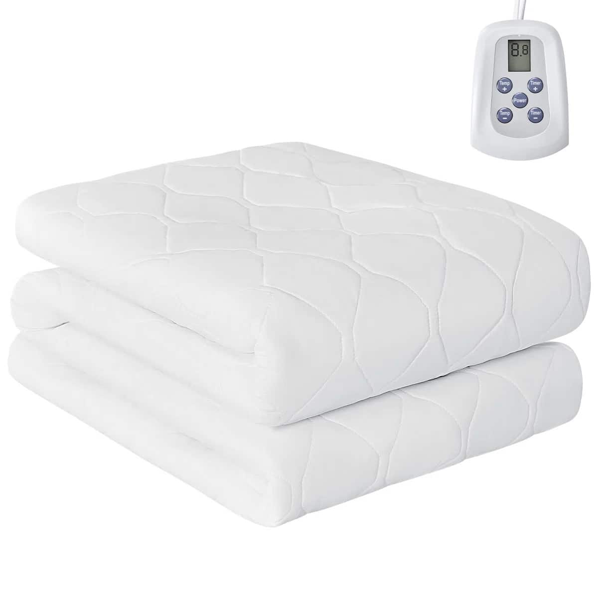 Sweet - Heated Blanket, Machine Washable Electric Blanket Throw Fast Heating with 12 Heating Settings & auto Shut-Off - White-Twin Size