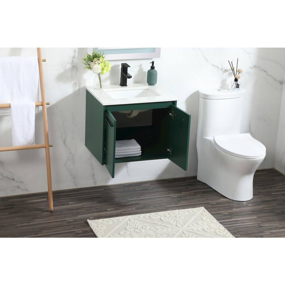 Alt View 9. Elegant Kitchen and Bath - 24 Inch Single Bathroom Vanity In Green - Green.