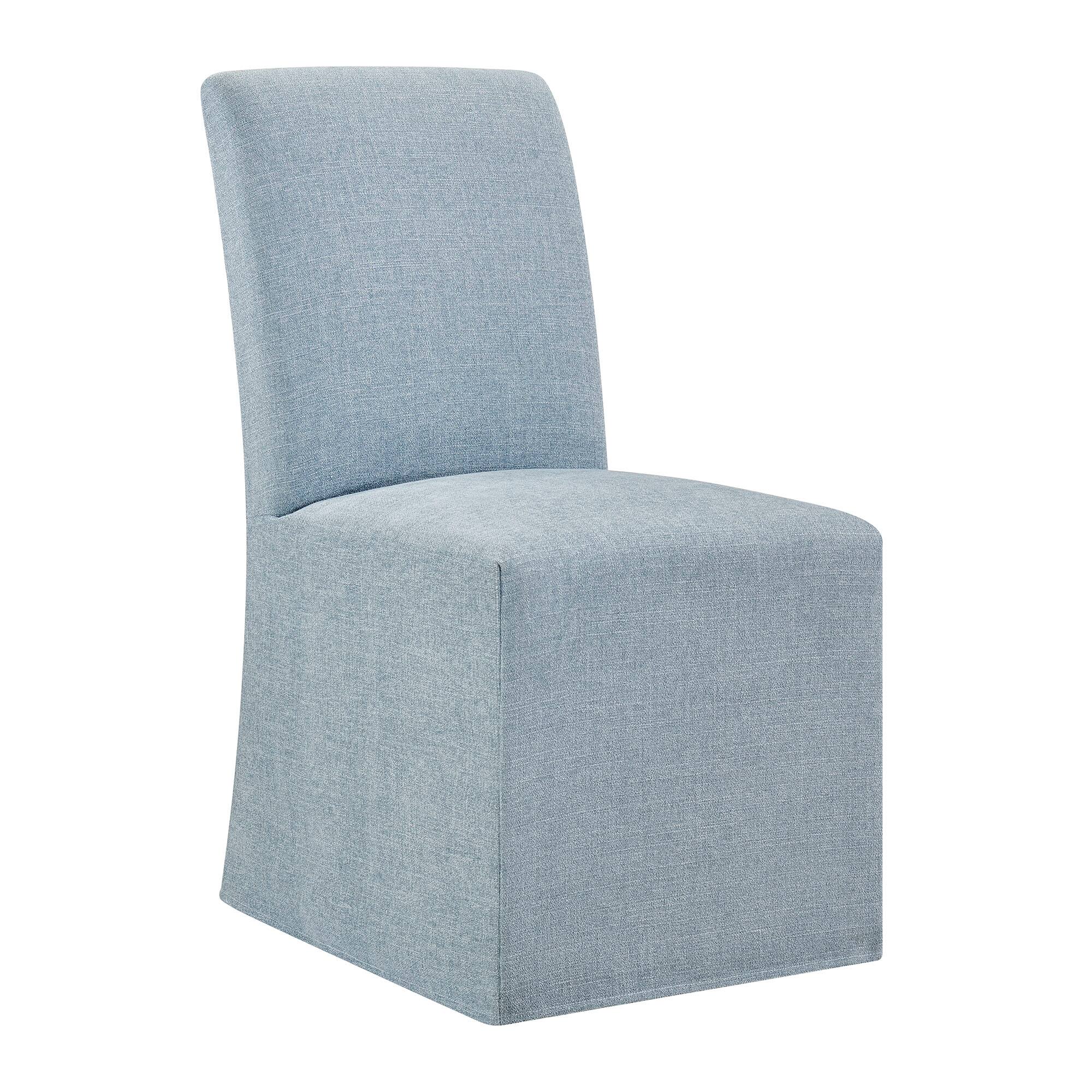 Alt View 3. Modway - Aster Slub Weave Fabric Slipcovered Dining Chairs Set of 2 by Modway - Sky.