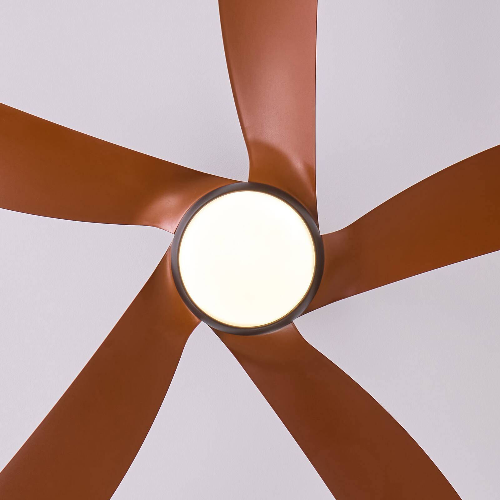 Alt View 7. Siljoy - 52 in Wood Grain 5 Blade Ceiling Fan with Integrated LED Light Remote App Control for Bedroom Living Room - BROWN.