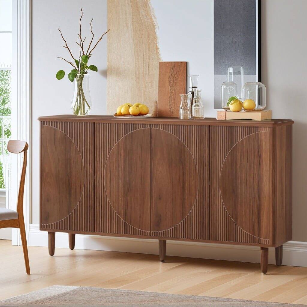 Alt View 1. Kadyn - Kadyn 59.4" Sideboard Buffet with Doors, Stylish Storage Cabinet for Dining Room or Living Space, White - Brown.