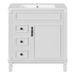 Boyel Living - 30 Inch Bathroom Vanity with Ceramic Sink and Storage Cabinet - White