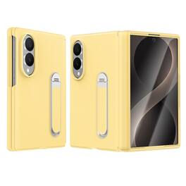 Dteck - Case For Samsung Galaxy Z Fold8 Built-in Wide Screen Protector Shockproof Leather Foldable Kickstand Hinge Cover - Yellow