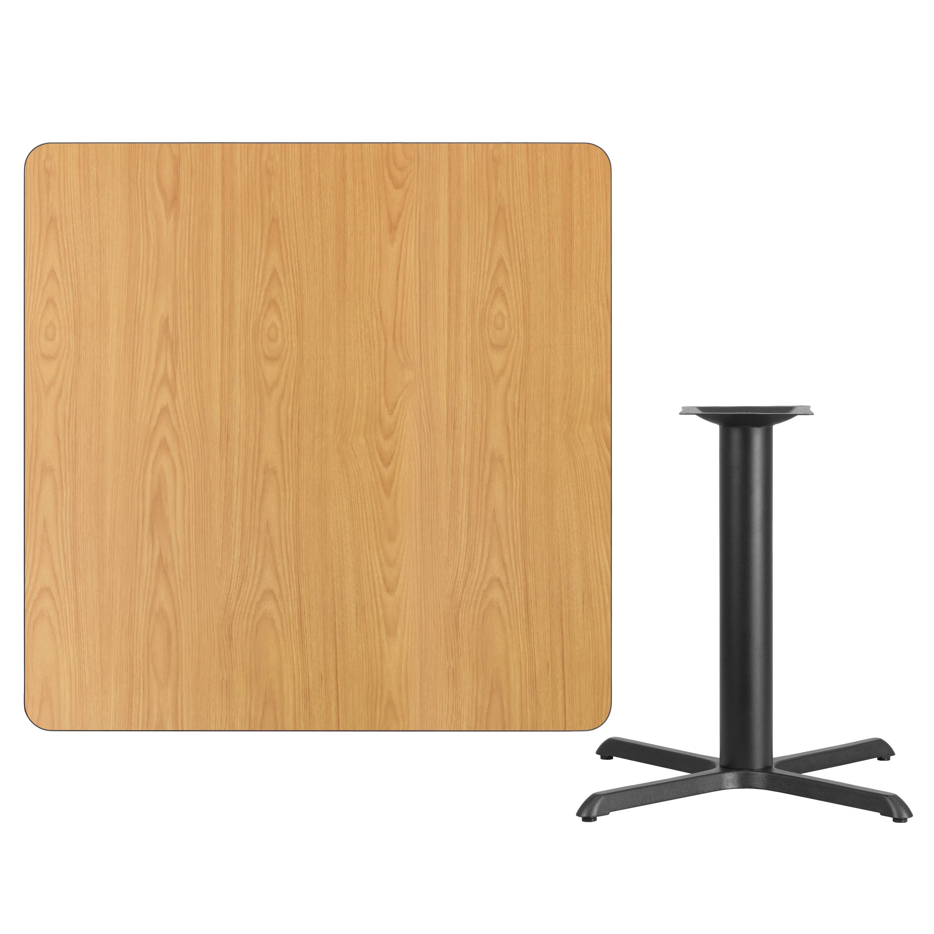 Alt View 2. Emma + Oliver - 42" Square Laminate Table Top with 33"x33" Table Height Base - Natural.