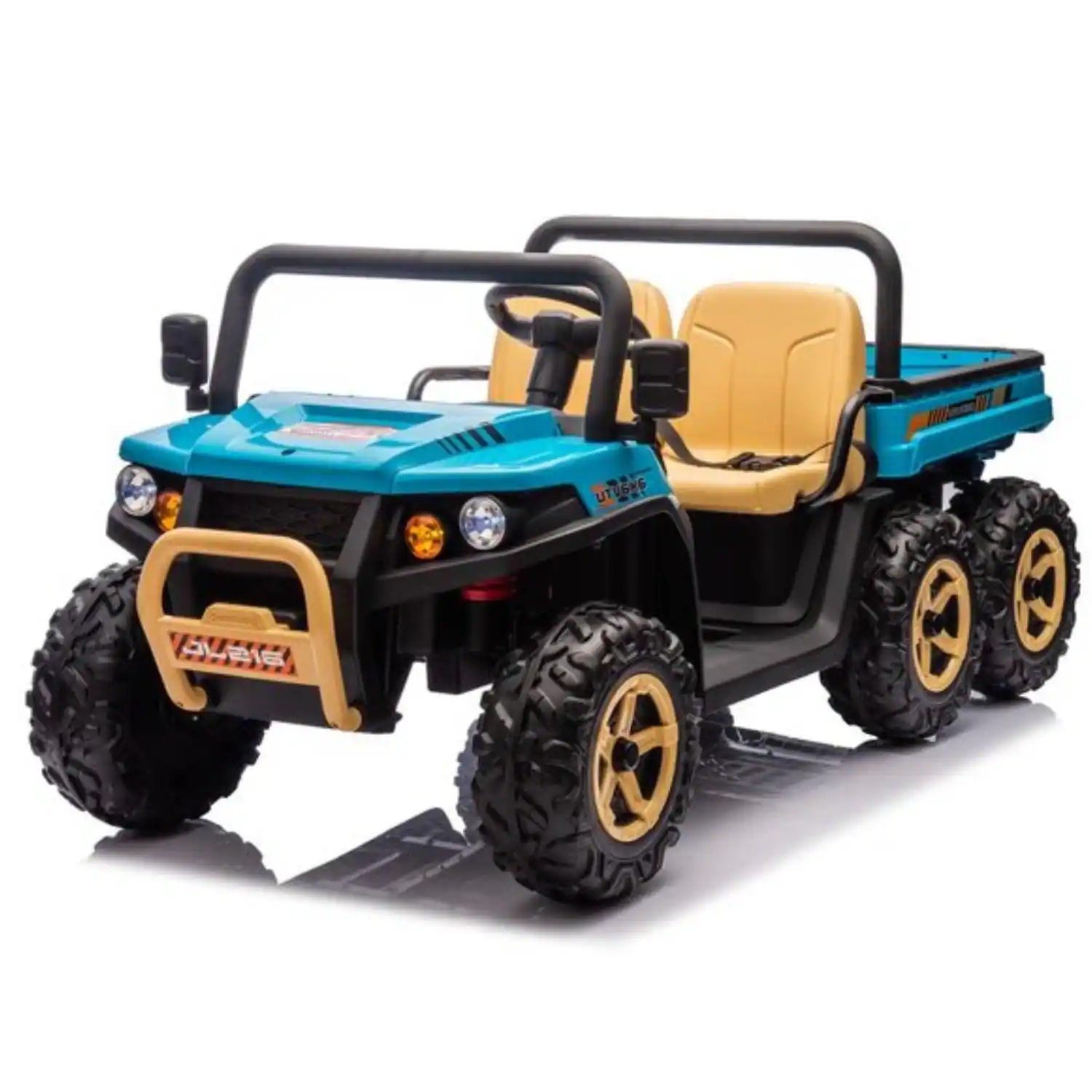 GARVEE - 24V 2-Seater Ride-On Dump Truck for Kids, 6 Wheels 4WD Electric UTV, 3 Speeds, Remote Control, Dump Bed - Blue