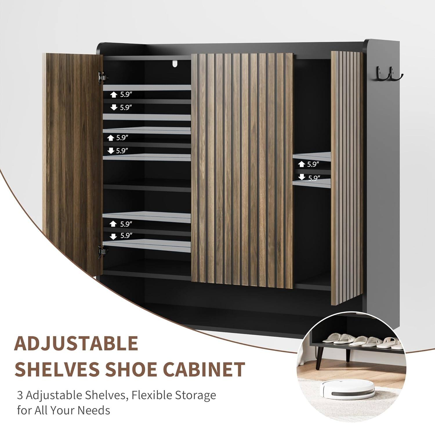 ADJUSTABLE SHELVES SHOE CABINET

3 Adjustable Shelves, Flexible Storage for All Your Needs