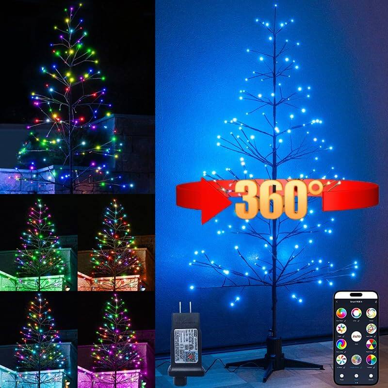Alt View 4. TECH SAFARI - Led Artificial Tree With Warm And Rgb Indoor Outdoor Patio Decor 360 Rotating Stand Displays Easy Pop-up... - Default.
